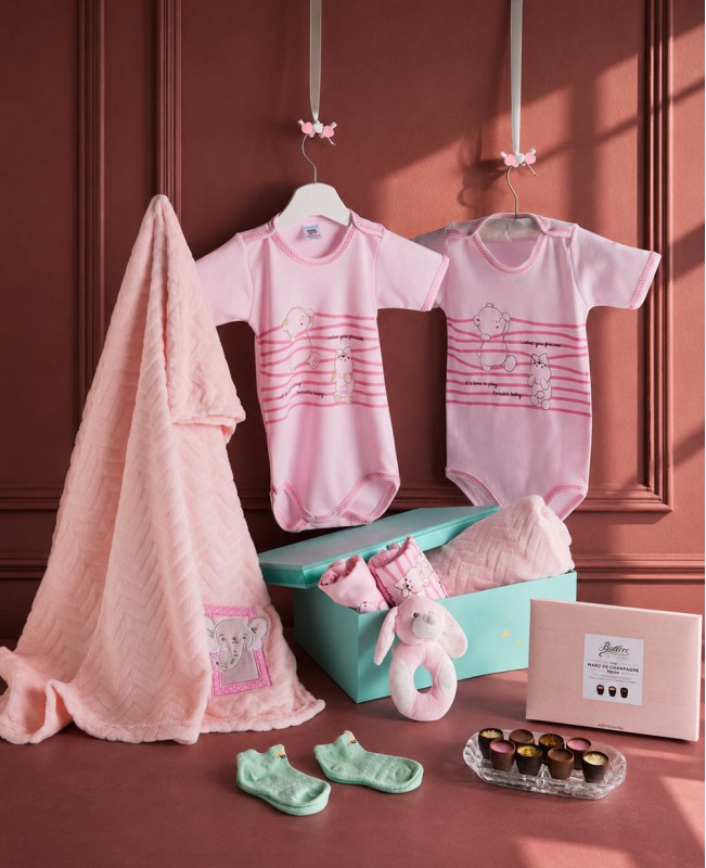 Hello Baby Girl Gift Basket